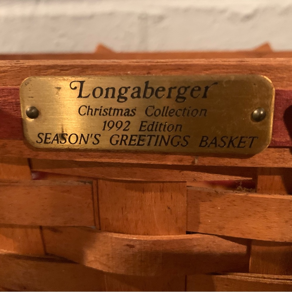 Longaberger Christmas Collection 1992 Edition Season's Greetings Basket EUC